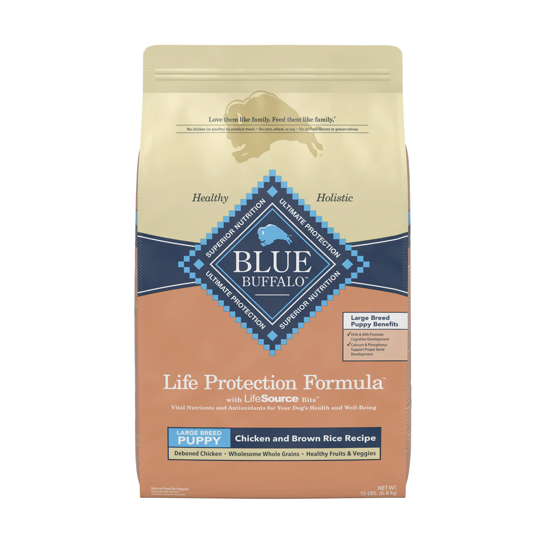 Blue Buffalo Life Protection Natural Chicken & Brown Rice Recipe Large Breed Puppy Dry Dog Food - Budpants