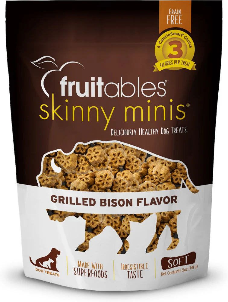 Fruitables Skinny Minis Grilled Bison Flavor Soft & Chewy Dog Treats - Budpants