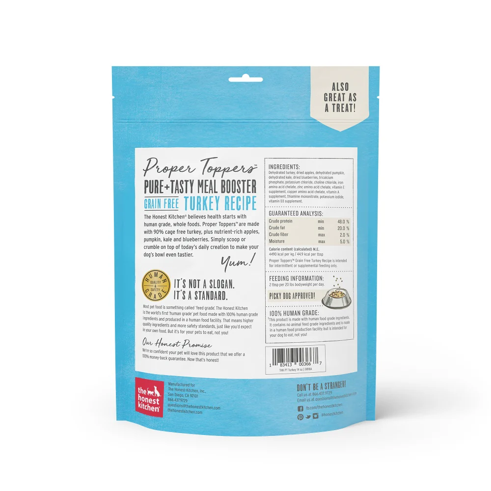 The Honest Kitchen Proper Toppers Grain Free Turkey Recipe for Dogs - Budpants