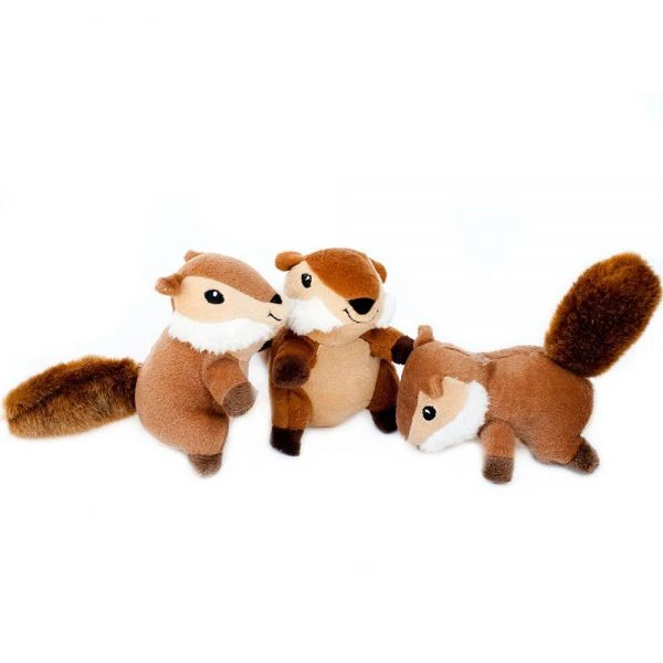 ZippyPaws Miniz Chipmunks 3-Pack Plush Dog Toys - Budpants