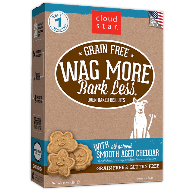 Cloud Star Wag More Bark Less Oven Baked Gain Free Smooth Aged Cheddar Dog Treats - Budpants