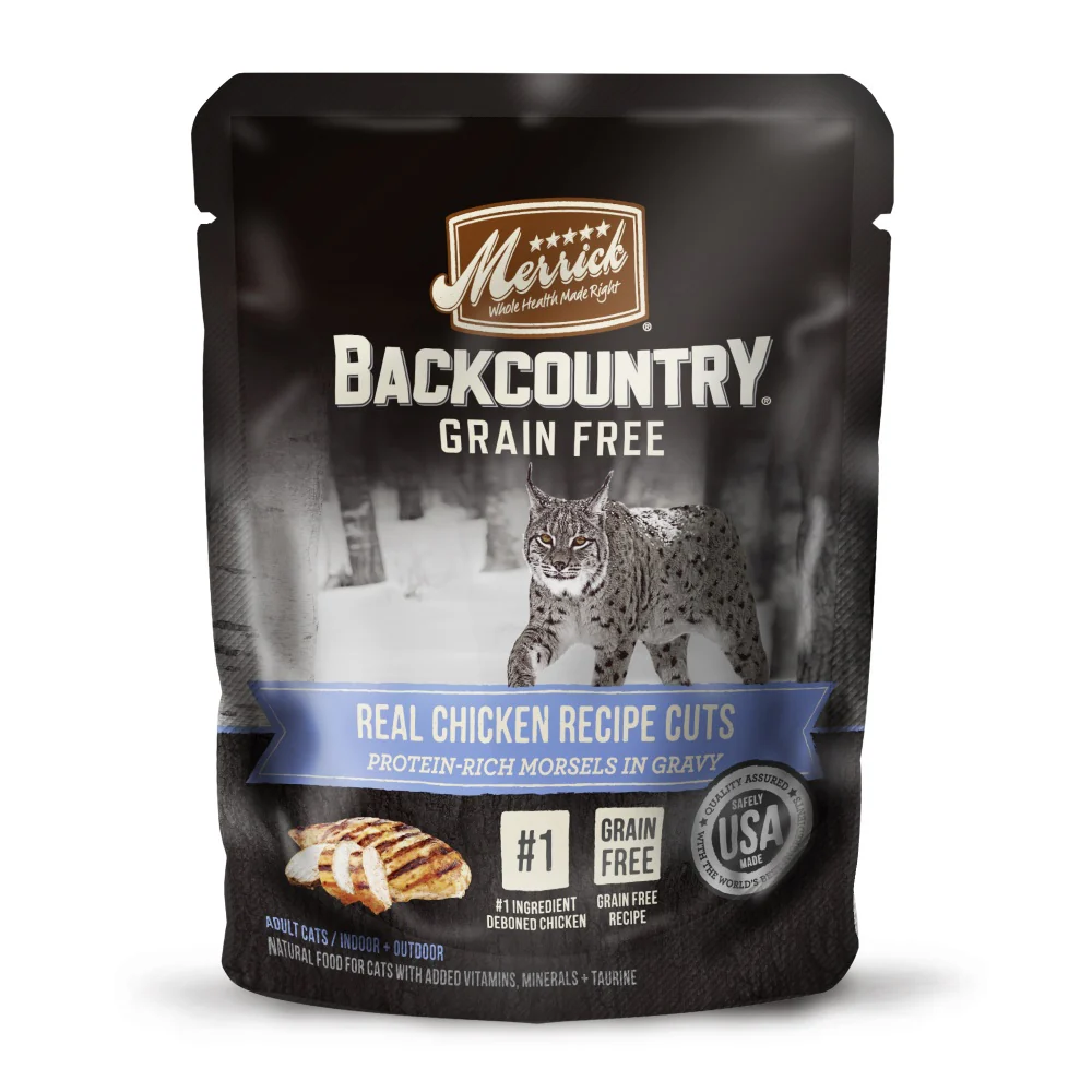 Merrick Backcountry Grain Free Real Chicken Cuts Recipe Cat Food Pouch - Budpants