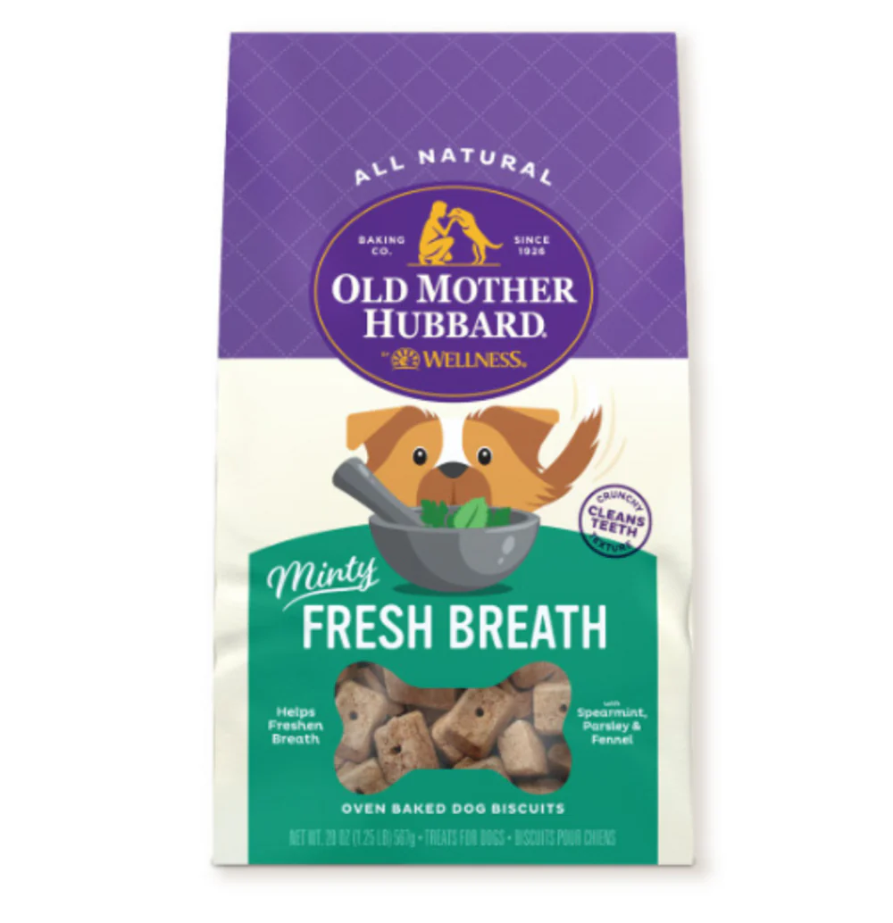 Old Mother Hubbard Mothers Solutions Crunchy Natural Minty Fresh Breath Recipe Biscuits Dog Treats - Budpants