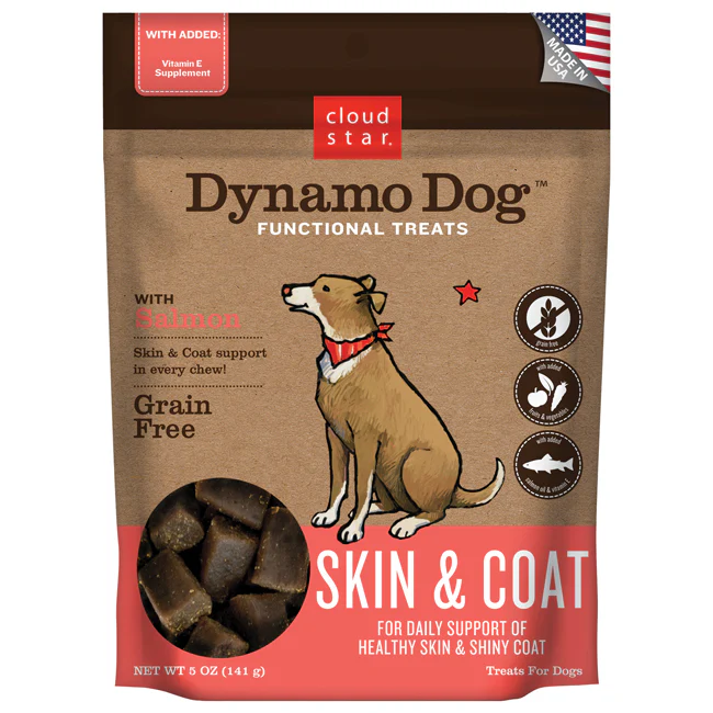 Cloud Star Dynamo Dog Functional Soft Chews Skin and Coat Salmon Dog Treats - Budpants