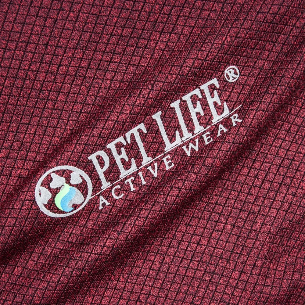 Pet Life Active Relax Stretch Fur Flexed Burgundy Polo Dog T-Shirt - Budpants