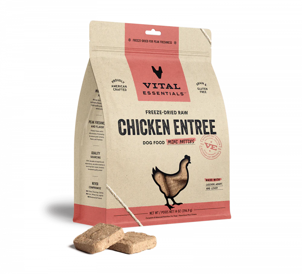 Vital Essentials Freeze Dried Grain Free Chicken Mini Patties Entree for Dogs Food - Budpants