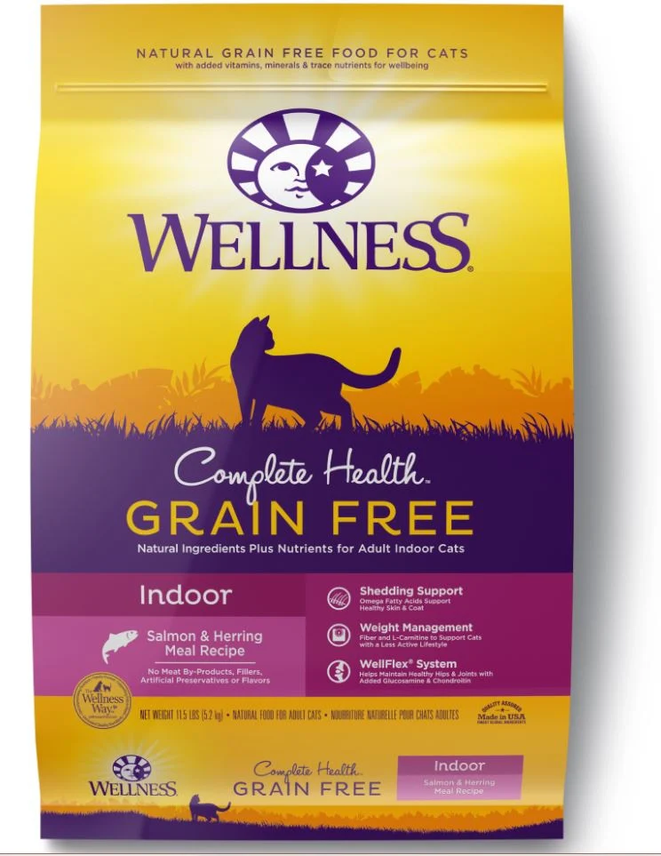 Wellness Complete Health Natural Indoor Adult Grain Free Salmon and Herring Dry Cat Food - Budpants
