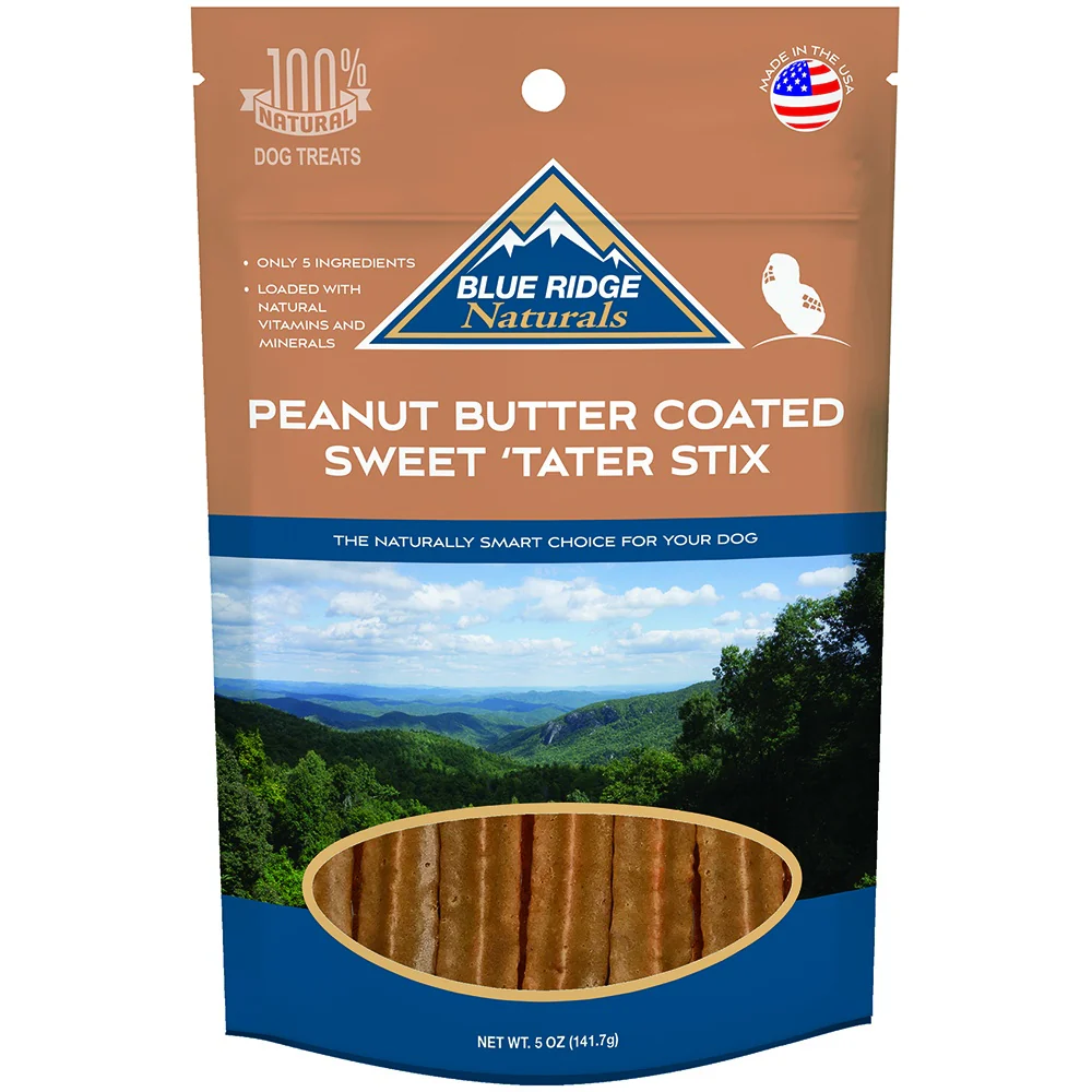 Blue Ridge Peanut Butter Coated Sweet Tater Stix Dog Treats - Budpants