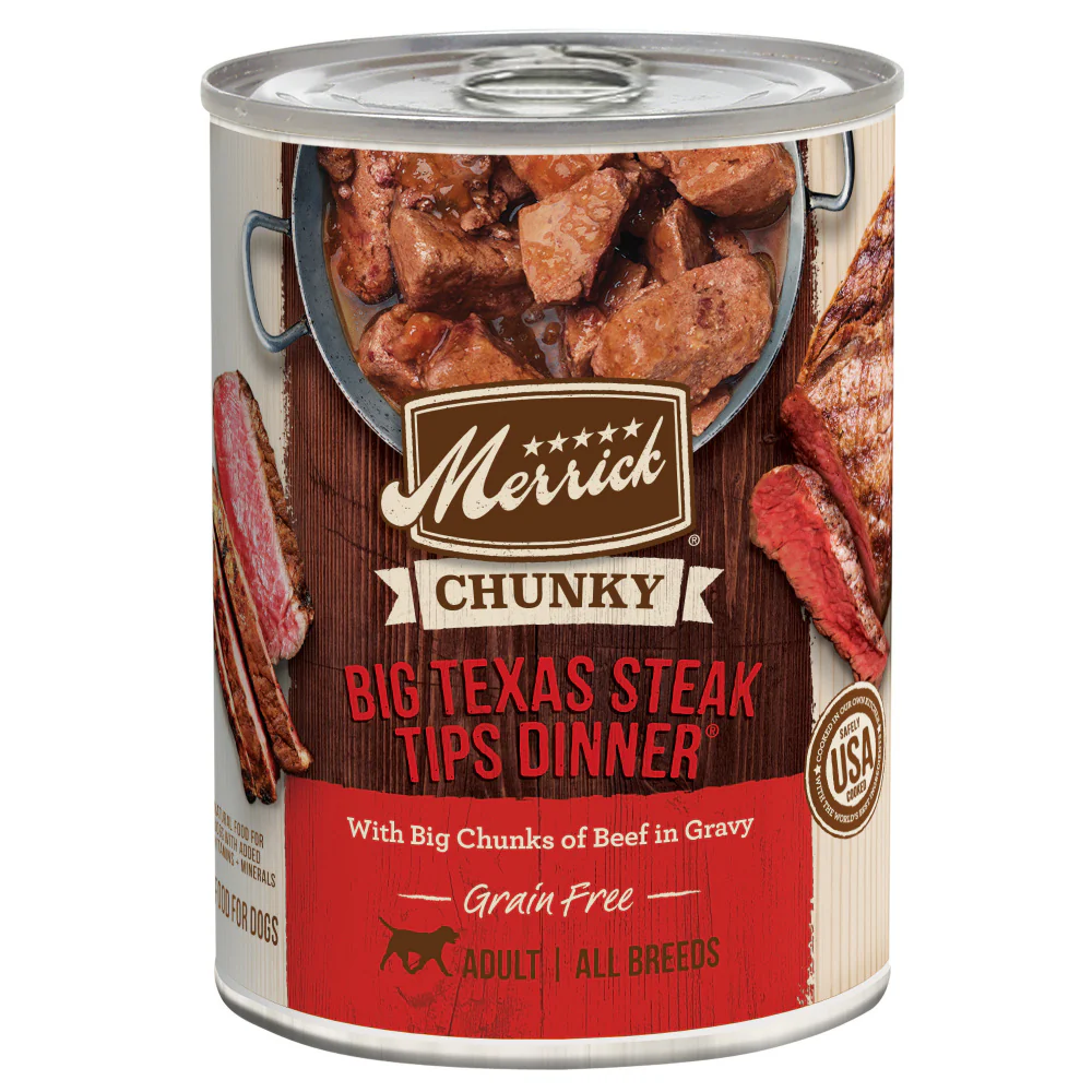 Merrick Grain Free Big Texas Steak Tips Dinner Canned Dog Food - Budpants