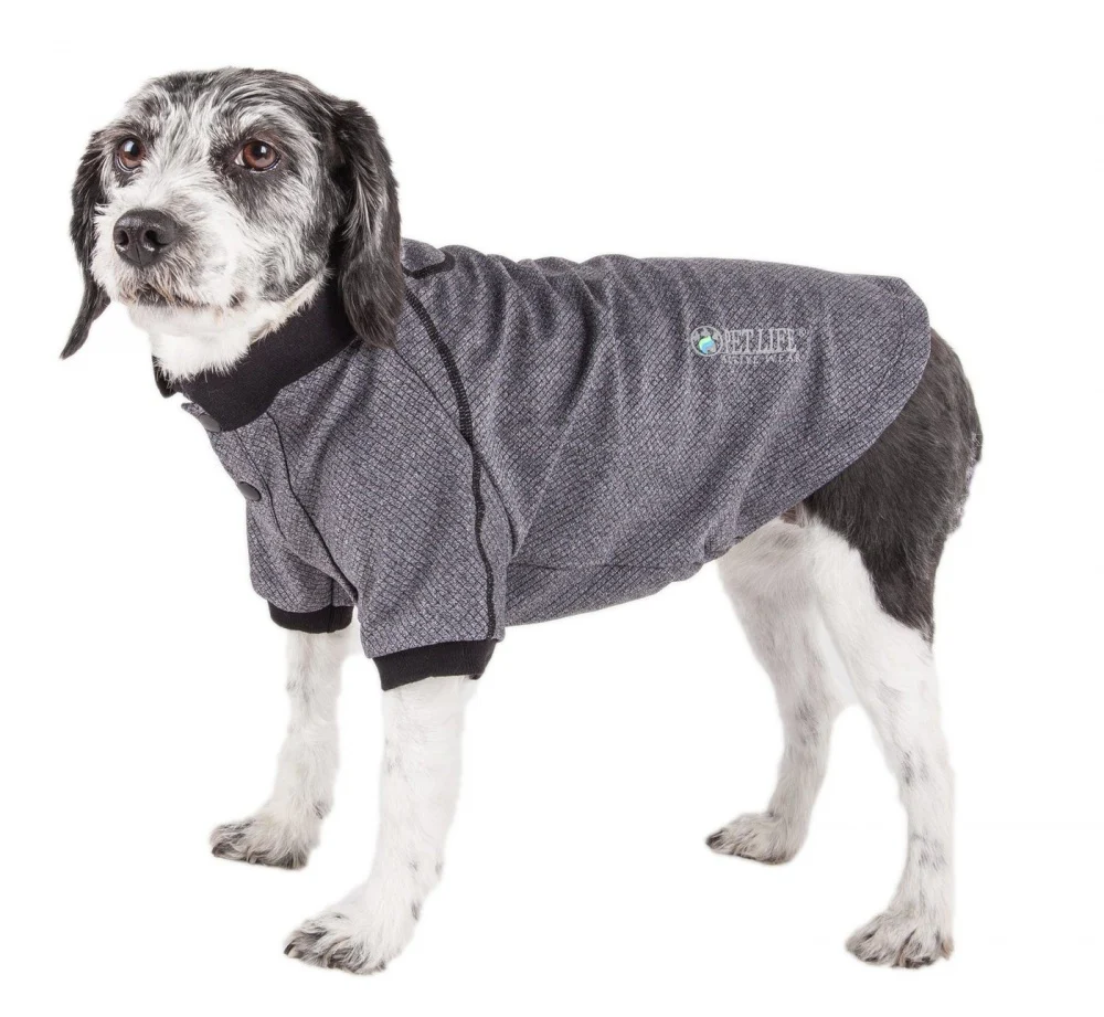 Pet Life Active Relax Stretch Fur Flexed Grey Polo Dog T-Shirt - Budpants