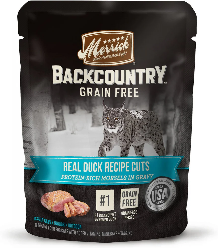 Merrick Backcountry Grain Free Real Duck Cuts Recipe Cat Food Pouch - Budpants