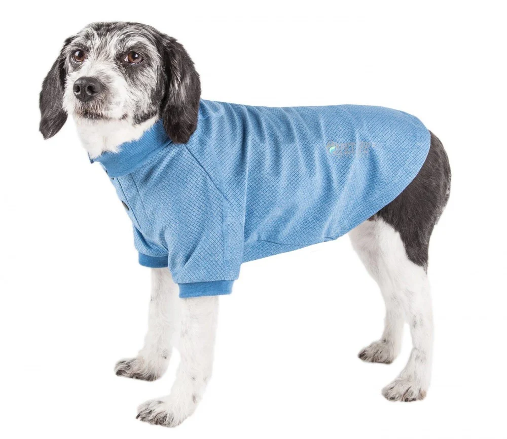 Pet Life Active Relax Stretch Fur Flexed Blue Polo T-Shirt - Budpants