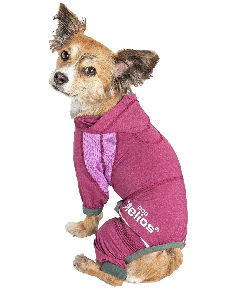 Pet Life Dog Helios Namastail Pink Full Bodied Performance Breathable Yoga Dog Hooded Tracksuit - Budpants