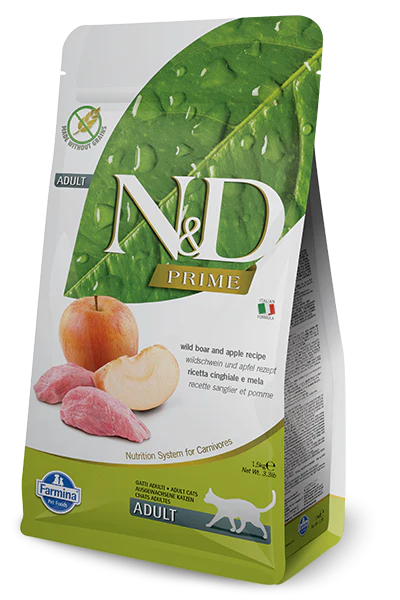 Farmina Prime N&D Natural & Delicious Grain Free Adult Wild Boar & Apple Dry Cat Food - Budpants