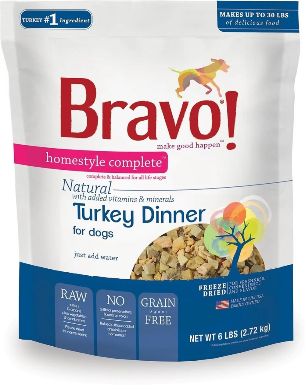 Bravo! Freeze Dried Homestyle Complete Turkey Dinner For Dogs Food - Budpants