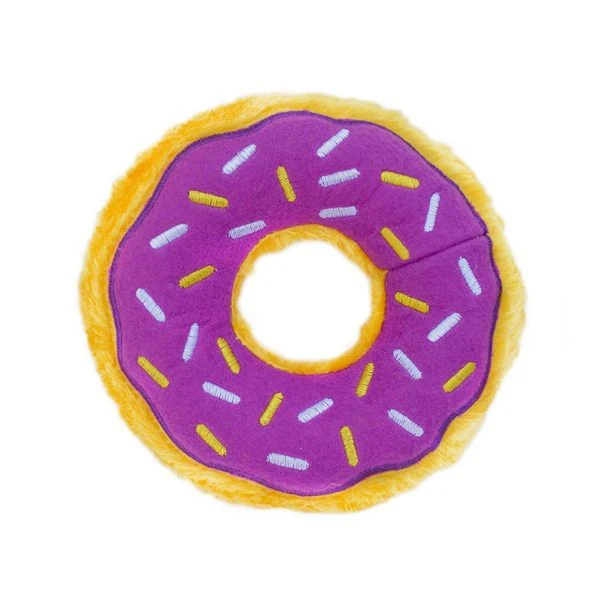 ZippyPaws Grape Jelly Donutz Squeaky No Stuffing Plush Dog Toy - Budpants