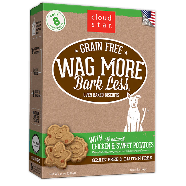 Cloud Star Wag More Bark Less Oven Baked Grain Free Chicken and Sweet Potatoes Dog Treats - Budpants