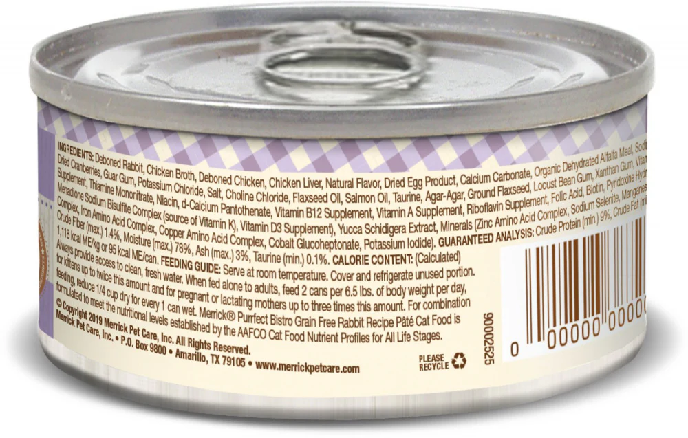 Merrick Purrfect Bistro Grain Free Rabbit Pate Canned Cat Food - Budpants