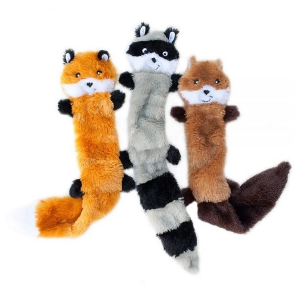 ZippyPaws Skinny Peltz Set of 3 No Stuffing Plush Dog Toys - Budpants