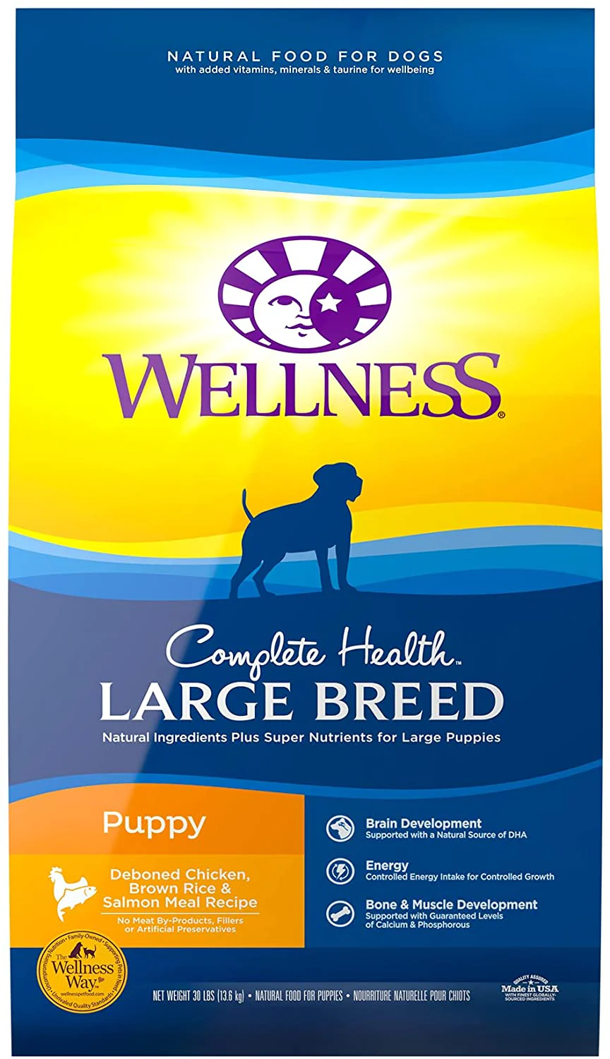 Wellness Complete Health Natural Large Breed Puppy Chicken, Brown Rice and Salmon Recipe Dry Dog Food - Budpants