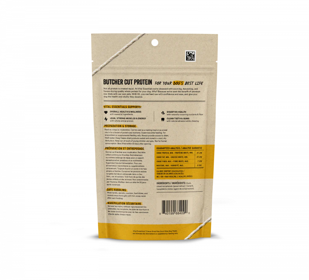 Vital Essentials Freeze Dried Vital Treats Grain Free Duck Nibs Dog Treats - Budpants