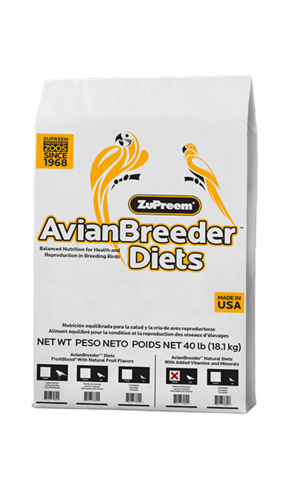 Zupreem AvianBreeder Natural Food with Added Vitamins and Minerals for Parrots and Conures - Budpants