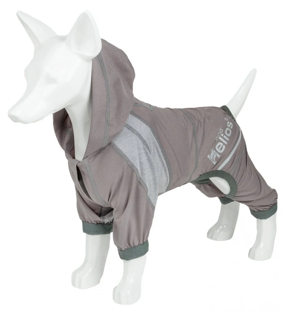 Pet Life Dog Helios Namastail Grey Full Bodied Performance Breathable Yoga Dog Hooded Tracksuit - Budpants