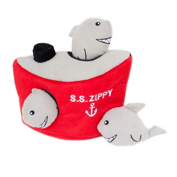 ZippyPaws Zippy Burrow Shark n' Ship Puzzle Dog Toy - Budpants