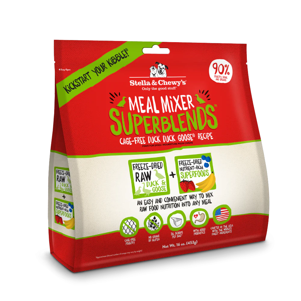 Stella & Chewy's Freeze Dried Raw Cage-Free Duck Duck Goose Meal Mixer SuperBlends Grain Free Dog Food Topper - Budpants
