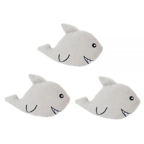 ZippyPaws Miniz Sharks 3-Pack Plush Dog Toys - Budpants