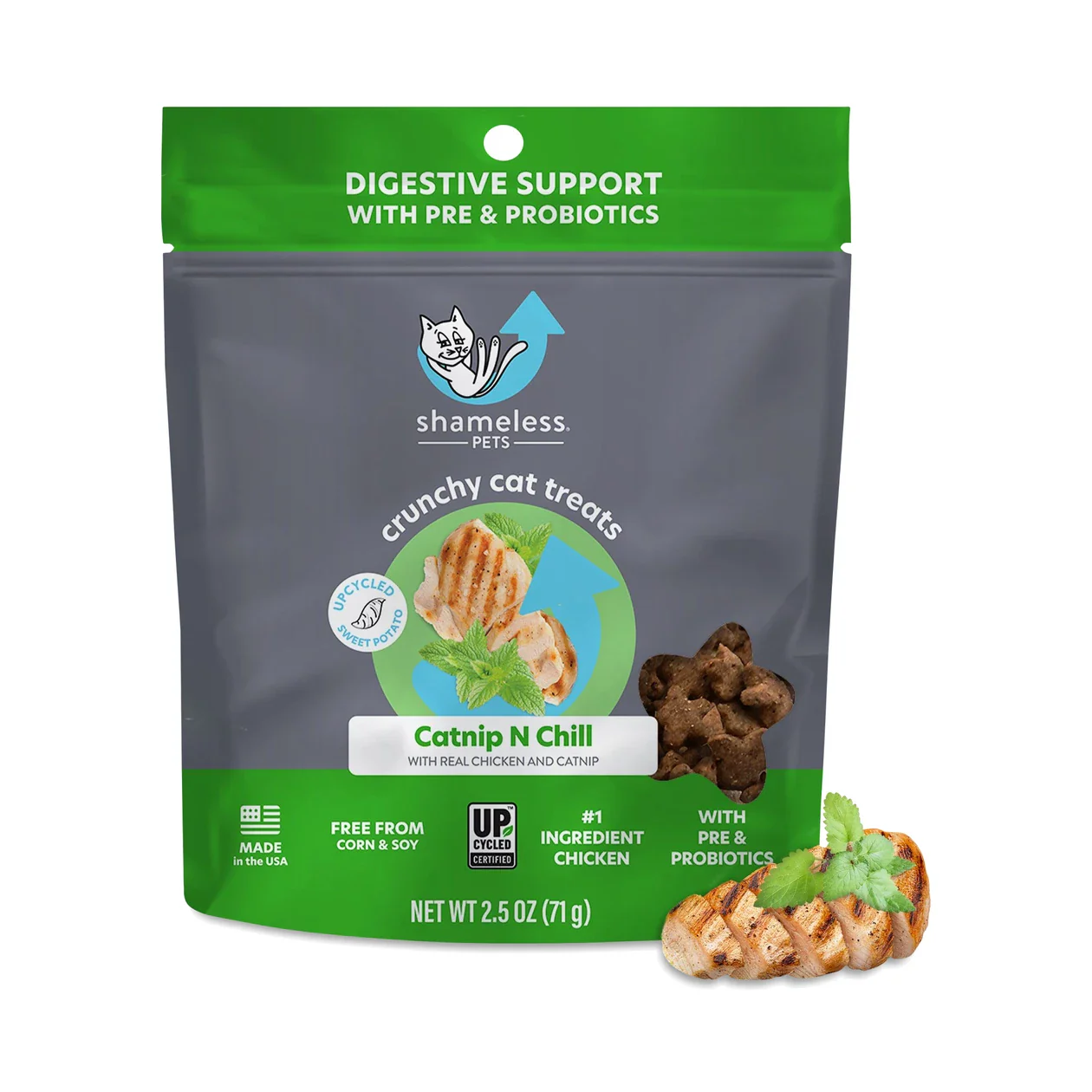 SHAMELESS PETS CATNIP N CHILL CRUNCHY CAT TREATS 2oz - Budpants