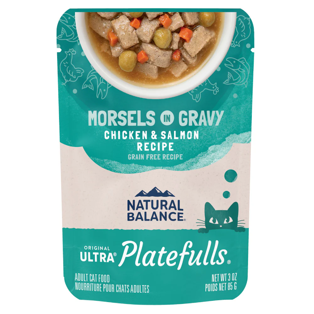 Natural Balance Original Ultra Platefulls Chicken & Salmon Recipe Morsels in Gravy Wet Cat Food Pouches - Budpants