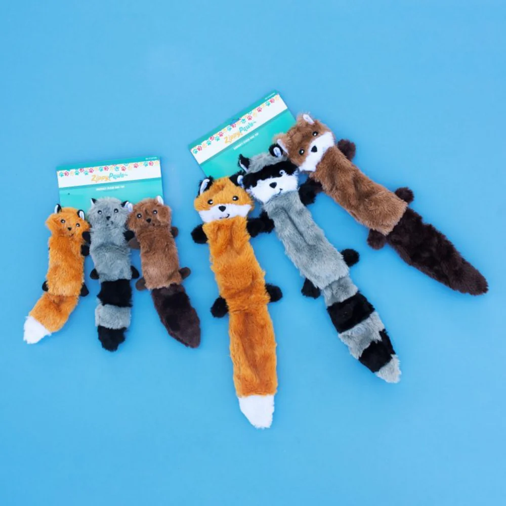 ZippyPaws Skinny Peltz Set of 3 No Stuffing Plush Dog Toys - Budpants