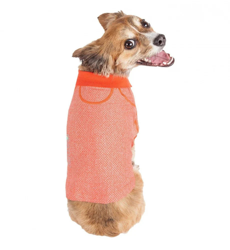 Pet Life Active Relax Stretch Fur Flexed Orange Polo Dog T-Shirt - Budpants