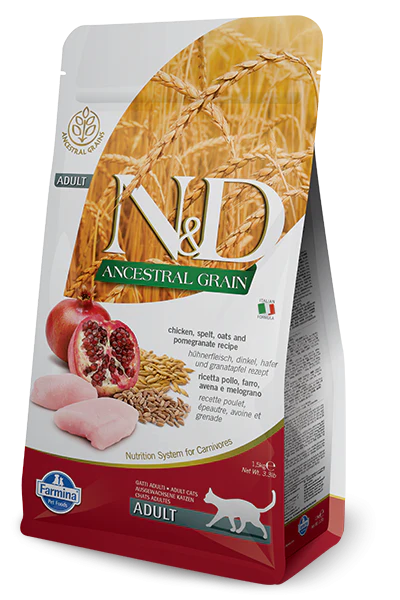 Farmina N&D Natural & Delicious Low Grain Adult Chicken & Pomegranate Dry Cat Food - Budpants