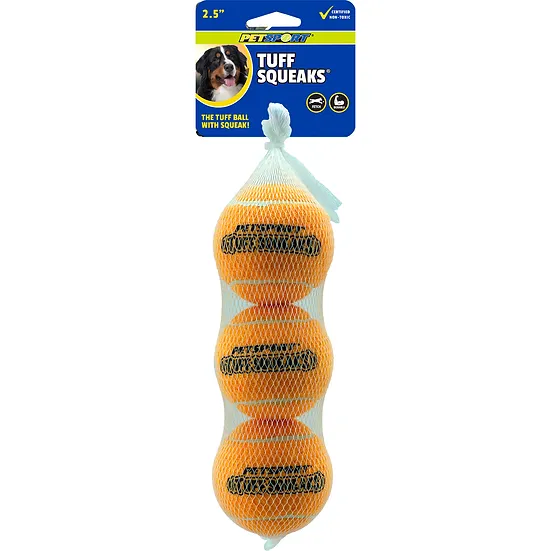 PETSPORT TUFF SQUEAK TENNIS BALLS 3-Pk - Budpants