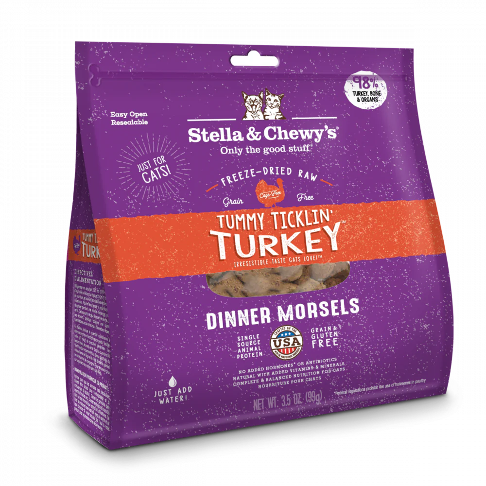 Stella & Chewy's Tummy Ticklin' Turkey Dinner Morsels Grain Free Freeze Dried Raw Cat Food - Budpants