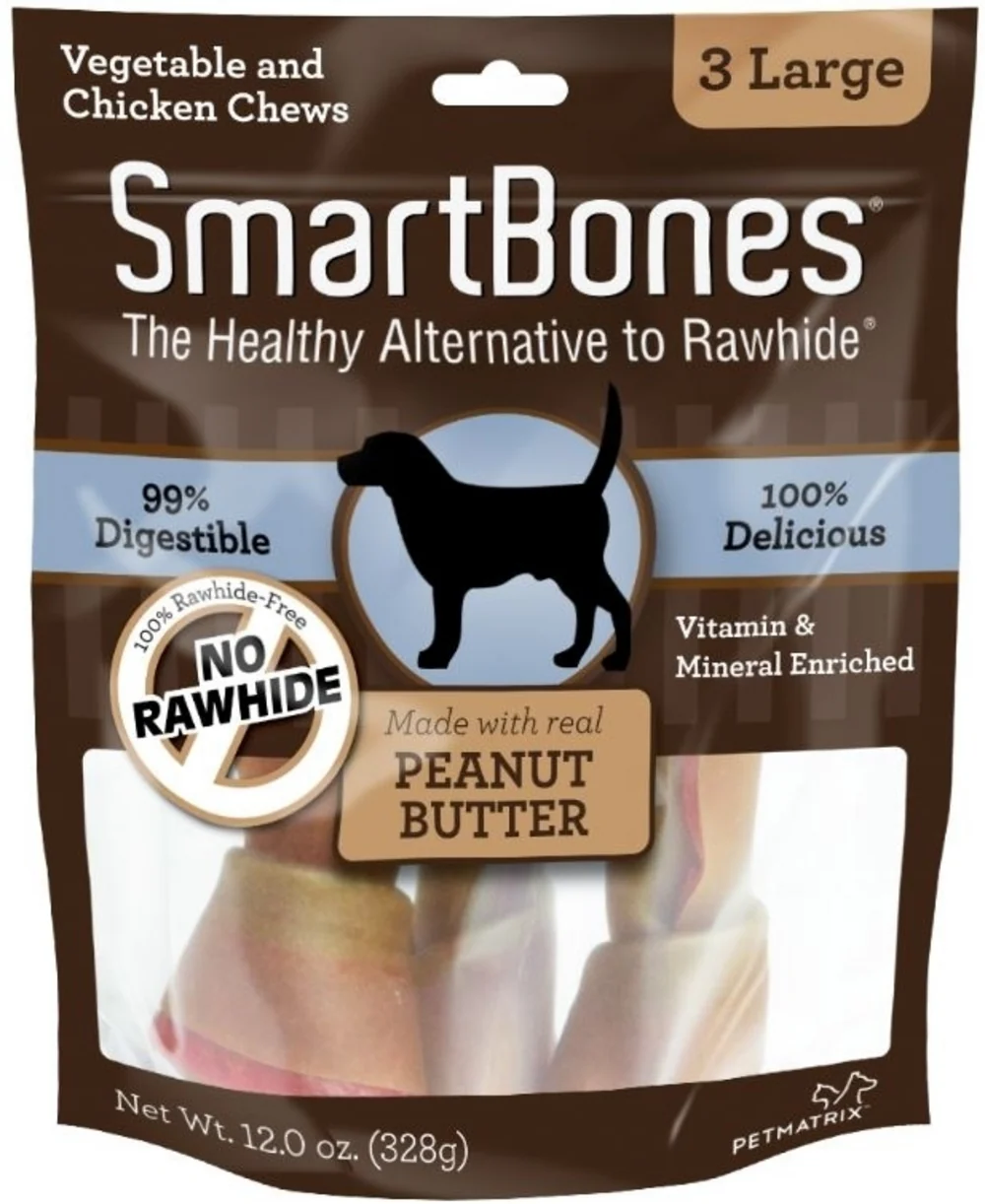 SmartBones Large Peanut Butter Chew Bones Dog Treats - Budpants