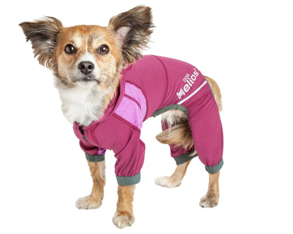 Pet Life Dog Helios Namastail Pink Full Bodied Performance Breathable Yoga Dog Hooded Tracksuit - Budpants