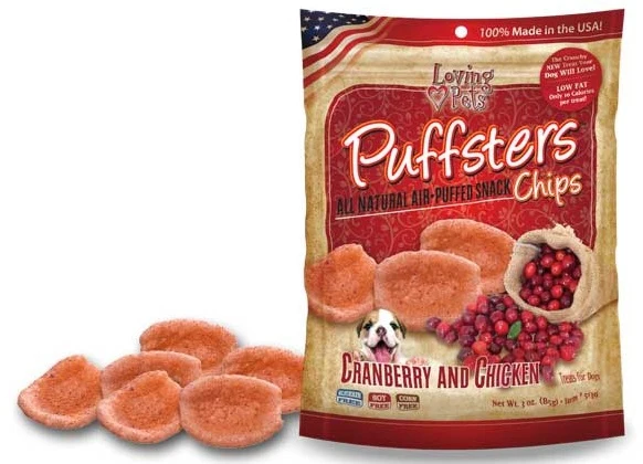 Loving Pets Puffsters Chips Cranberry and Chicken Air Puffed Dog Treats - Budpants