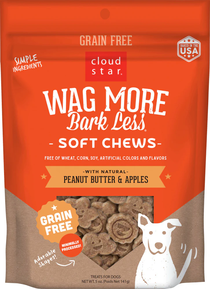 Cloud Star Wag More Bark Less Soft Chews Grain Free Peanut Butter & Apples Dog Treats - Budpants