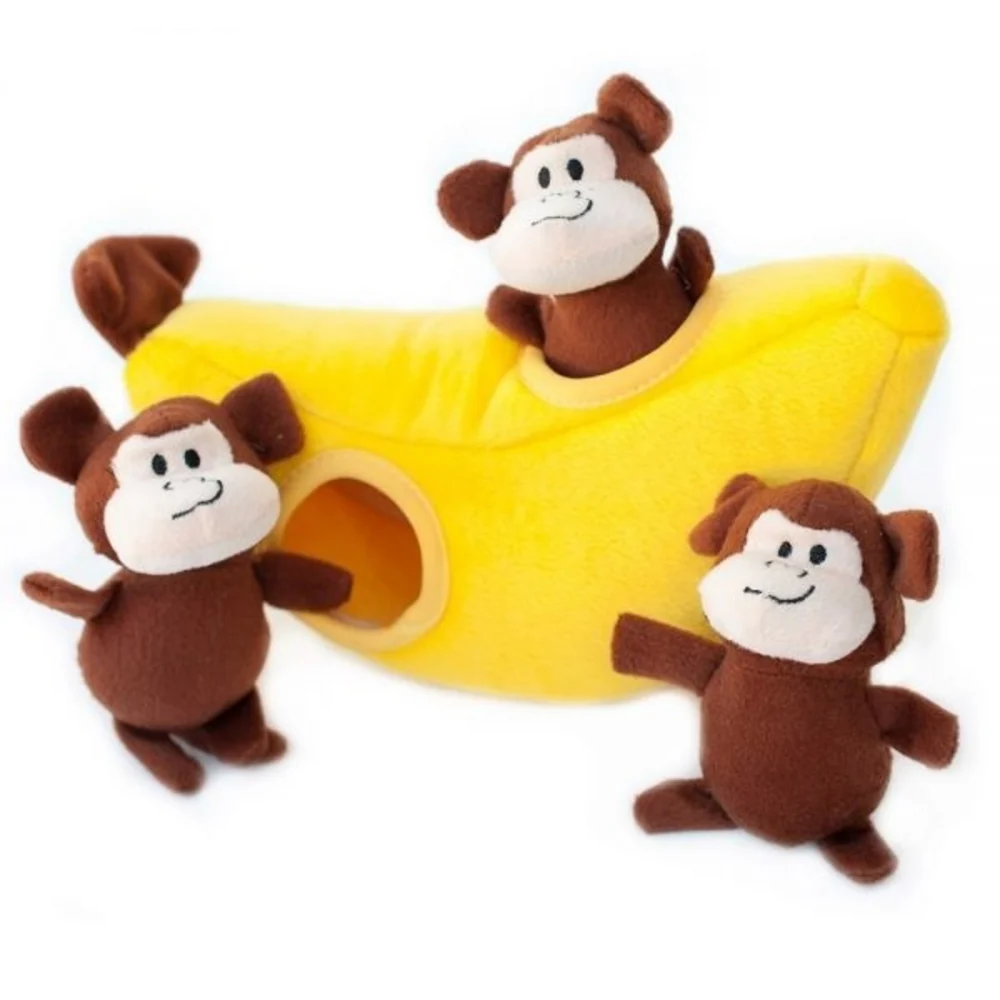 ZippyPaws Zippy Burrow Monkey 'n Banana Hide and Seek Puzzle Dog Toy - Budpants