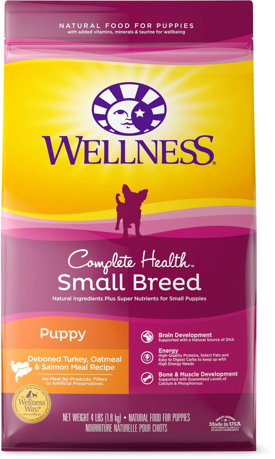 Wellness Complete Health Natural Small Breed Puppy Healthy Weight Turkey, Oatmeal and Salmon Meal Recipe Dry Dog Food - Budpants