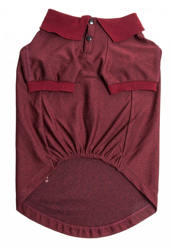 Pet Life Active Relax Stretch Fur Flexed Burgundy Polo Dog T-Shirt - Budpants