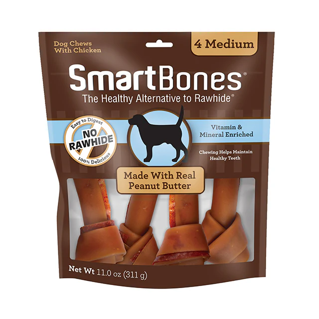 SMARTBONE PEANUT BUTTER MEDIUM BONE 4PK - Budpants