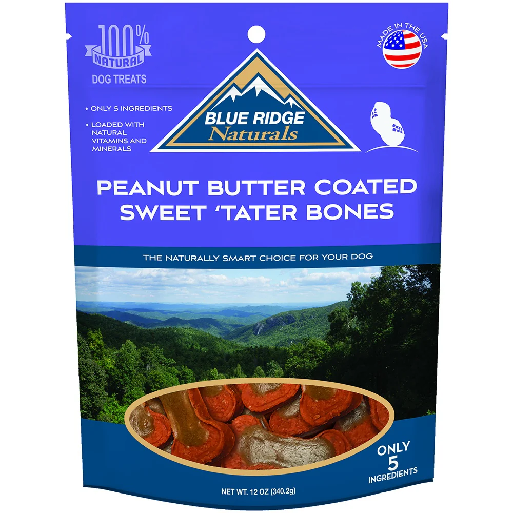 Blue Ridge Naturals Peanut Butter Coated Sweet 'Tater Bones Dog Treats - Budpants