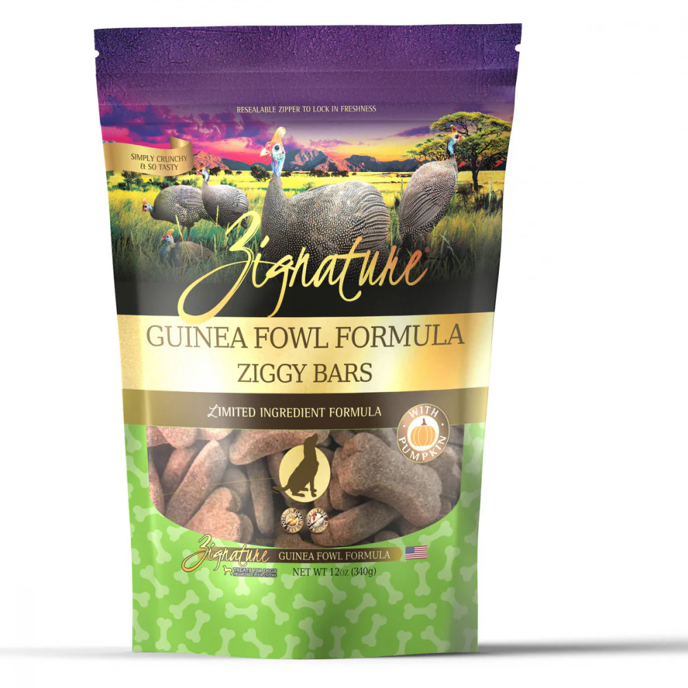 Zignature Zssential Ziggy Bars Guinea Fowl Formula Dog Treats - Budpants