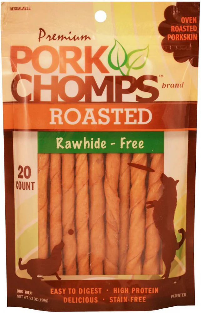 Premium Pork Chomps Rawhide Free Roasted Twists Dog Treats - Budpants