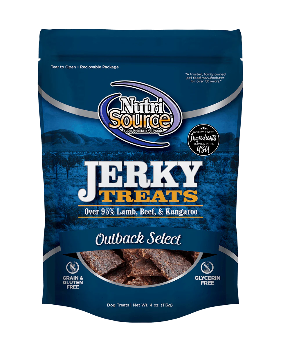 Nutrisource Outback Select Grain free 95% Lamb, Beef, & Kangaroo Jerky Dog Treats - Budpants