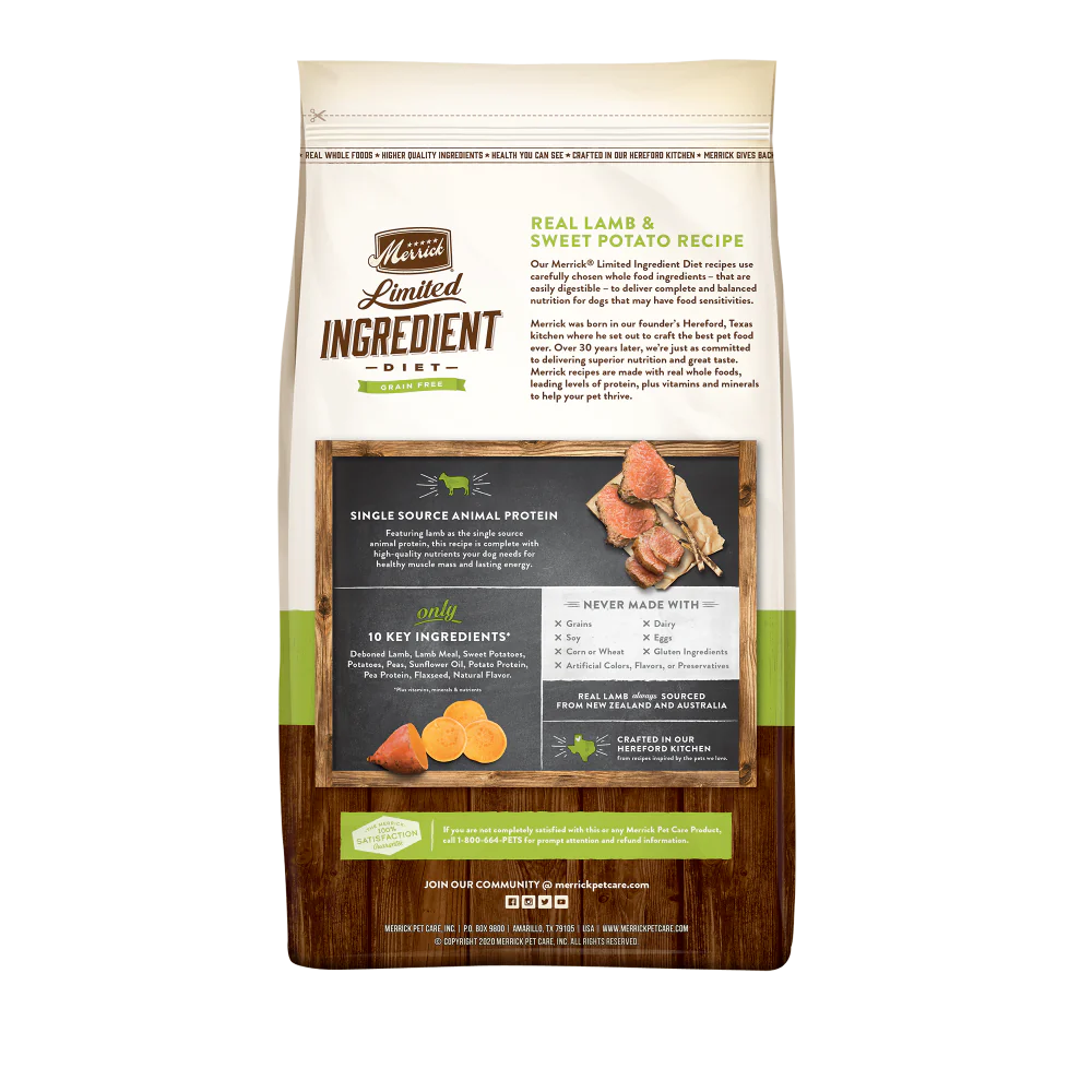 Merrick Limited Ingredient Diet Grain Free Real Lamb & Sweet Potato Recipe Dry Dog Food - Budpants
